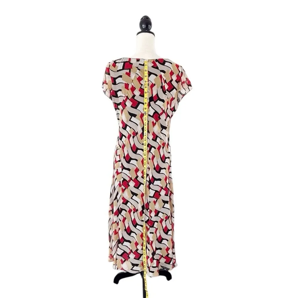 Jones New York Women’s Multicolored Silk Flutter Sleeve Slipover Dress Size 14P - Picture 4 of 15